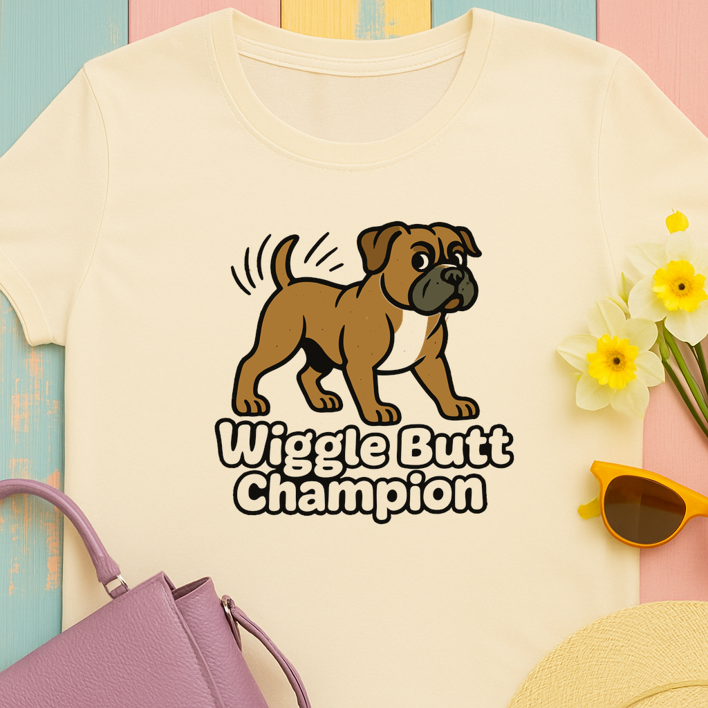 "Wiggle Butt Champion" Boxer Dog Unisex Tshirt