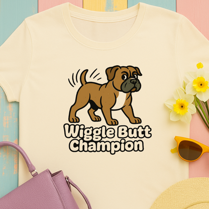 "Wiggle Butt Champion" Boxer Dog Unisex Tshirt