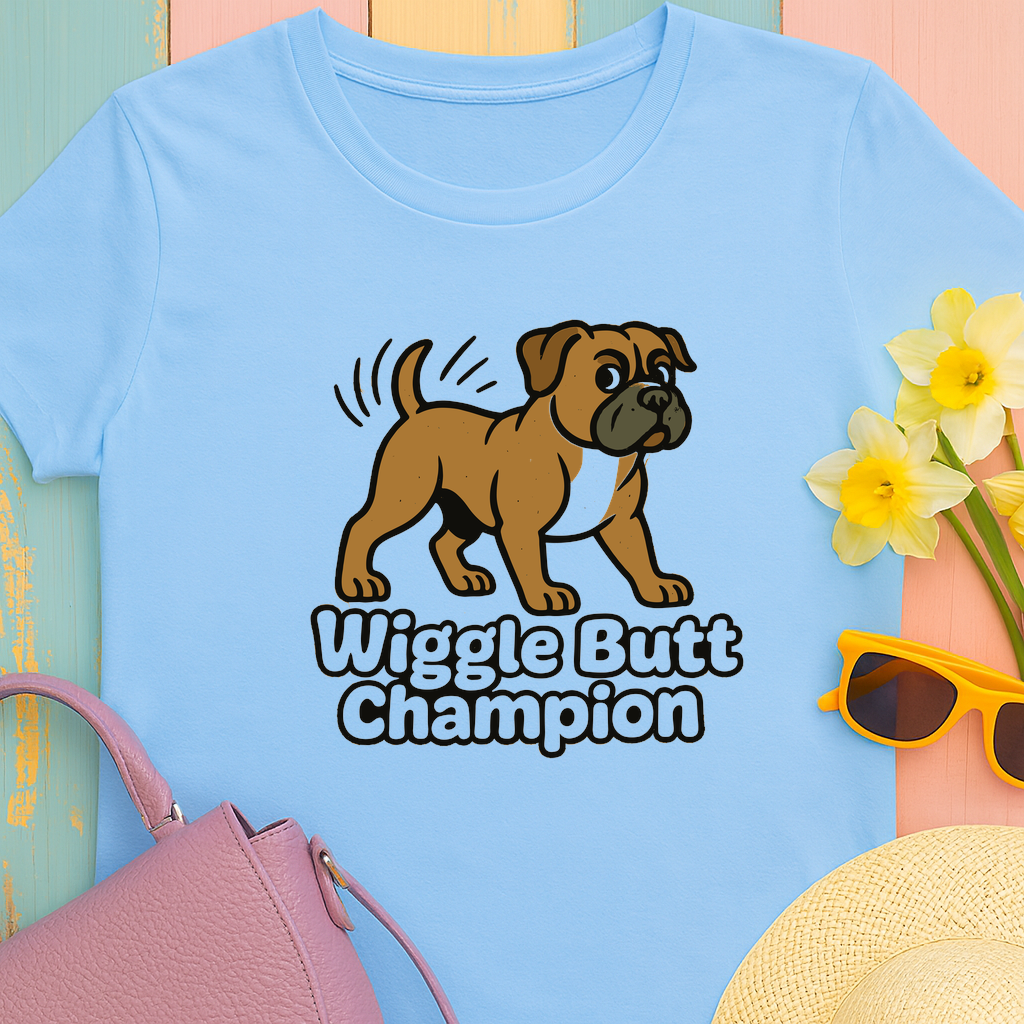 "Wiggle Butt Champion" Boxer Dog Unisex Tshirt