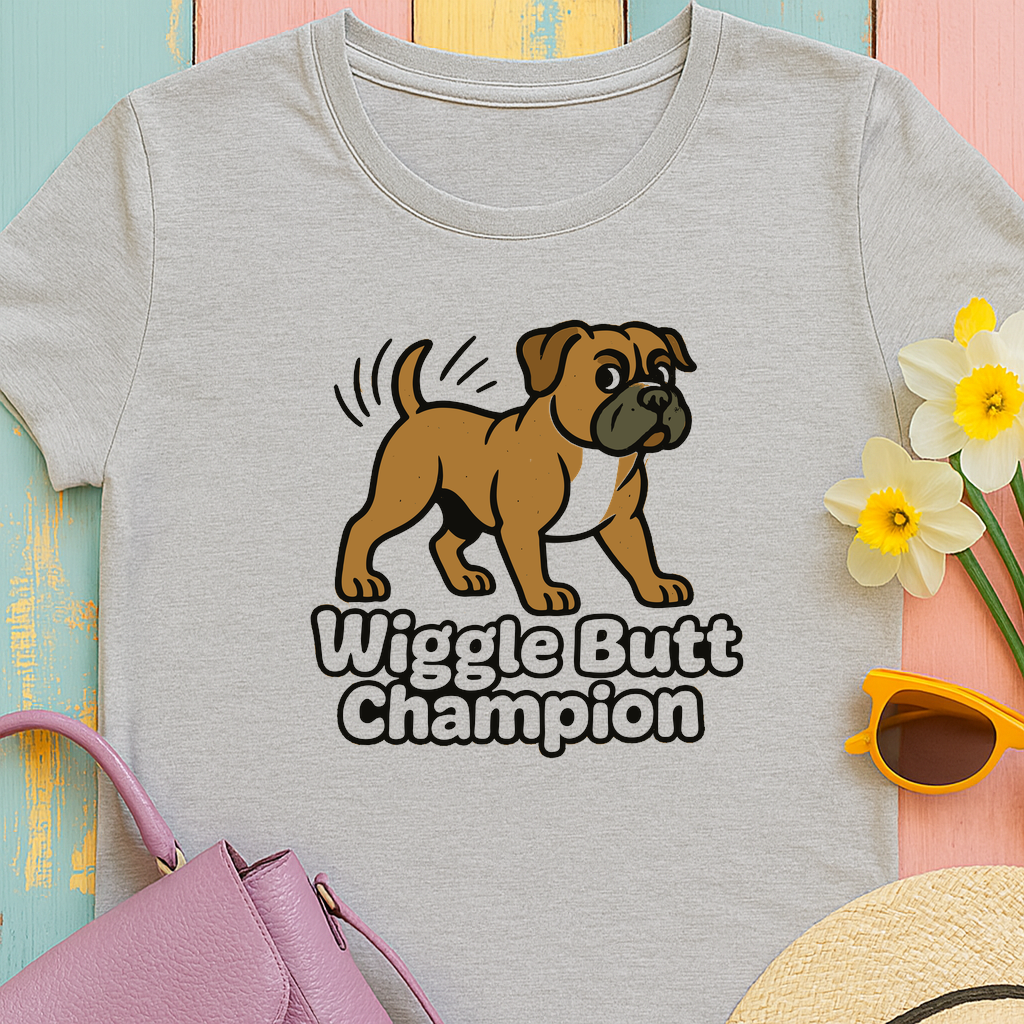 "Wiggle Butt Champion" Boxer Dog Unisex Tshirt