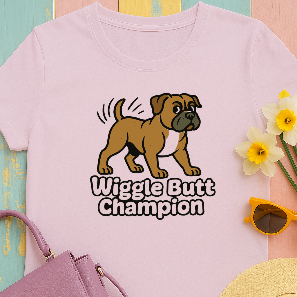 "Wiggle Butt Champion" Boxer Dog Unisex Tshirt