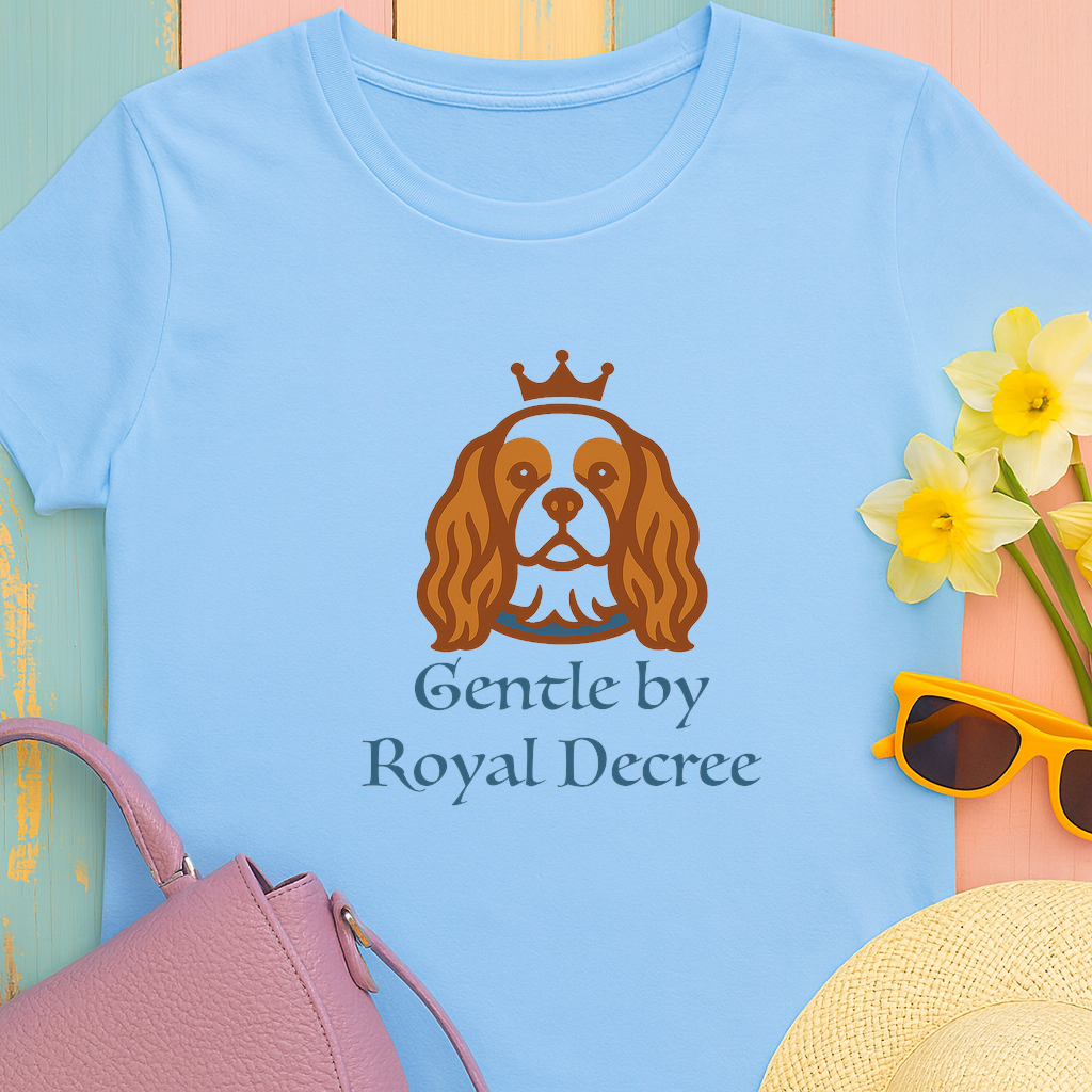 Cotton Tee with Cavalier King Charles Spaniel 'Gentle by Royal Decree'