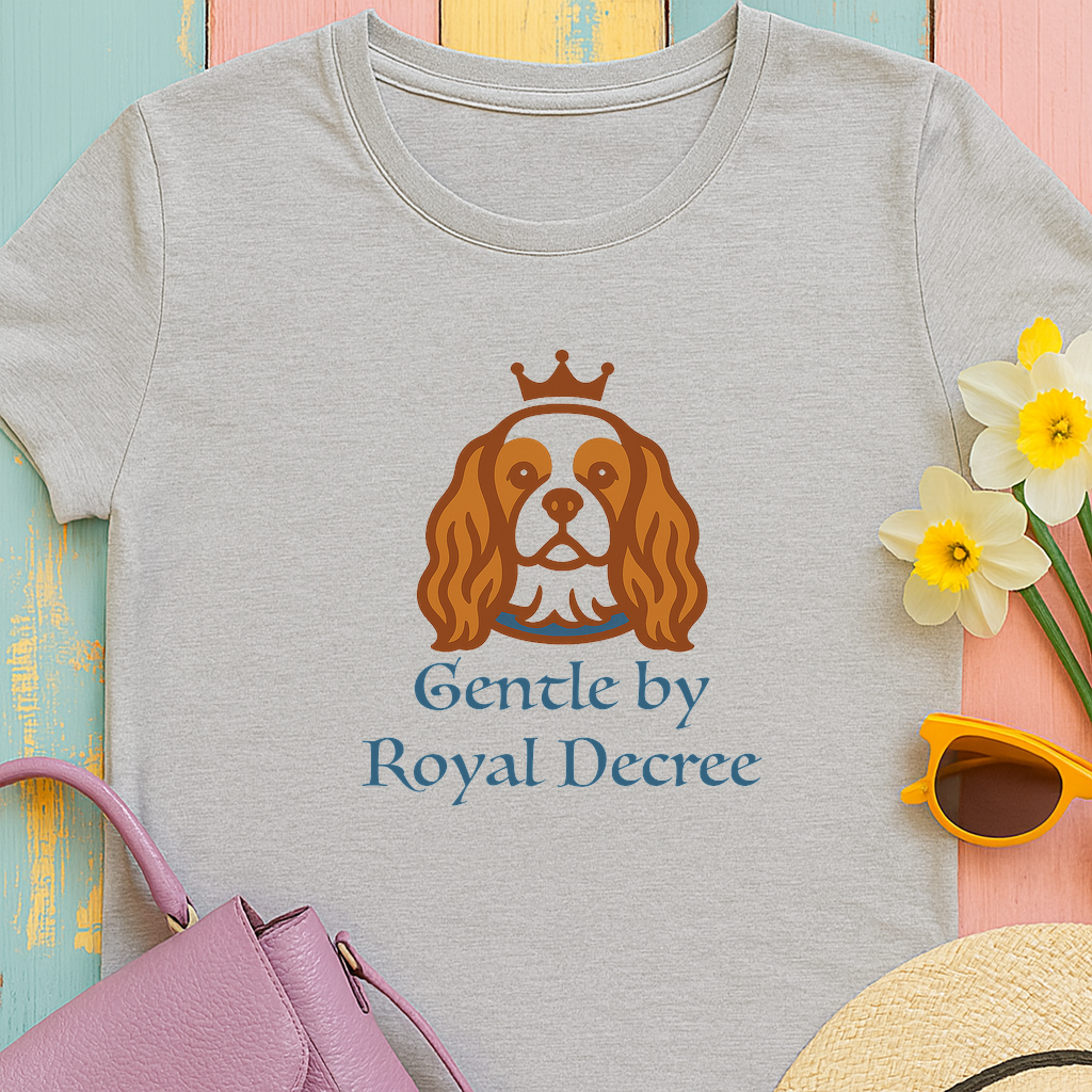 Cotton Tee with Cavalier King Charles Spaniel 'Gentle by Royal Decree'