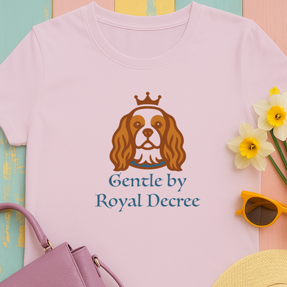 Cotton Tee with Cavalier King Charles Spaniel 'Gentle by Royal Decree'
