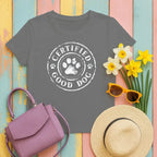 Certified Good Dog With Paw Print Design T-Shirts Black T-shirt