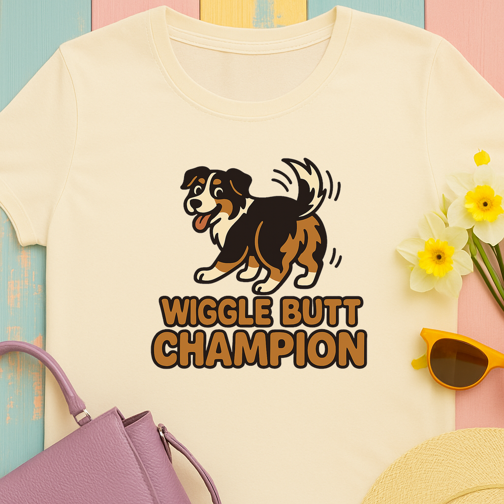Australian Shepherd "Wiggle Butt Champion" T-shirt