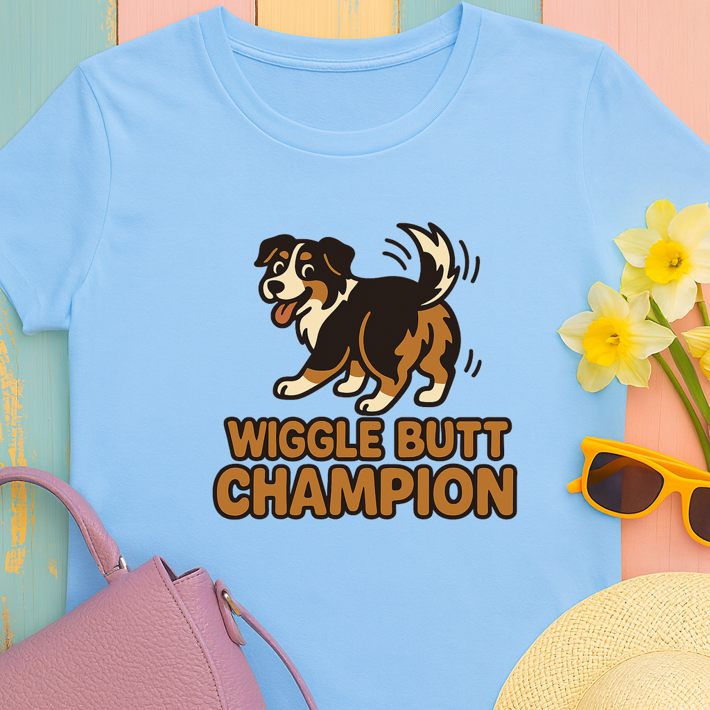 Australian Shepherd "Wiggle Butt Champion" T-shirt