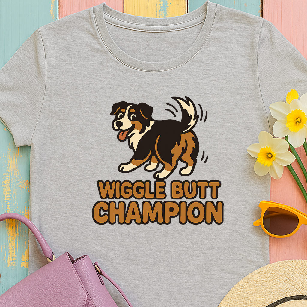 Australian Shepherd "Wiggle Butt Champion" T-shirt