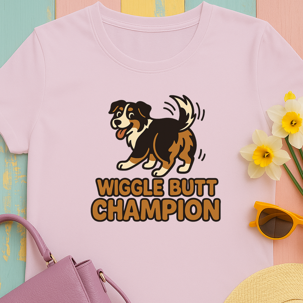 Australian Shepherd "Wiggle Butt Champion" T-shirt