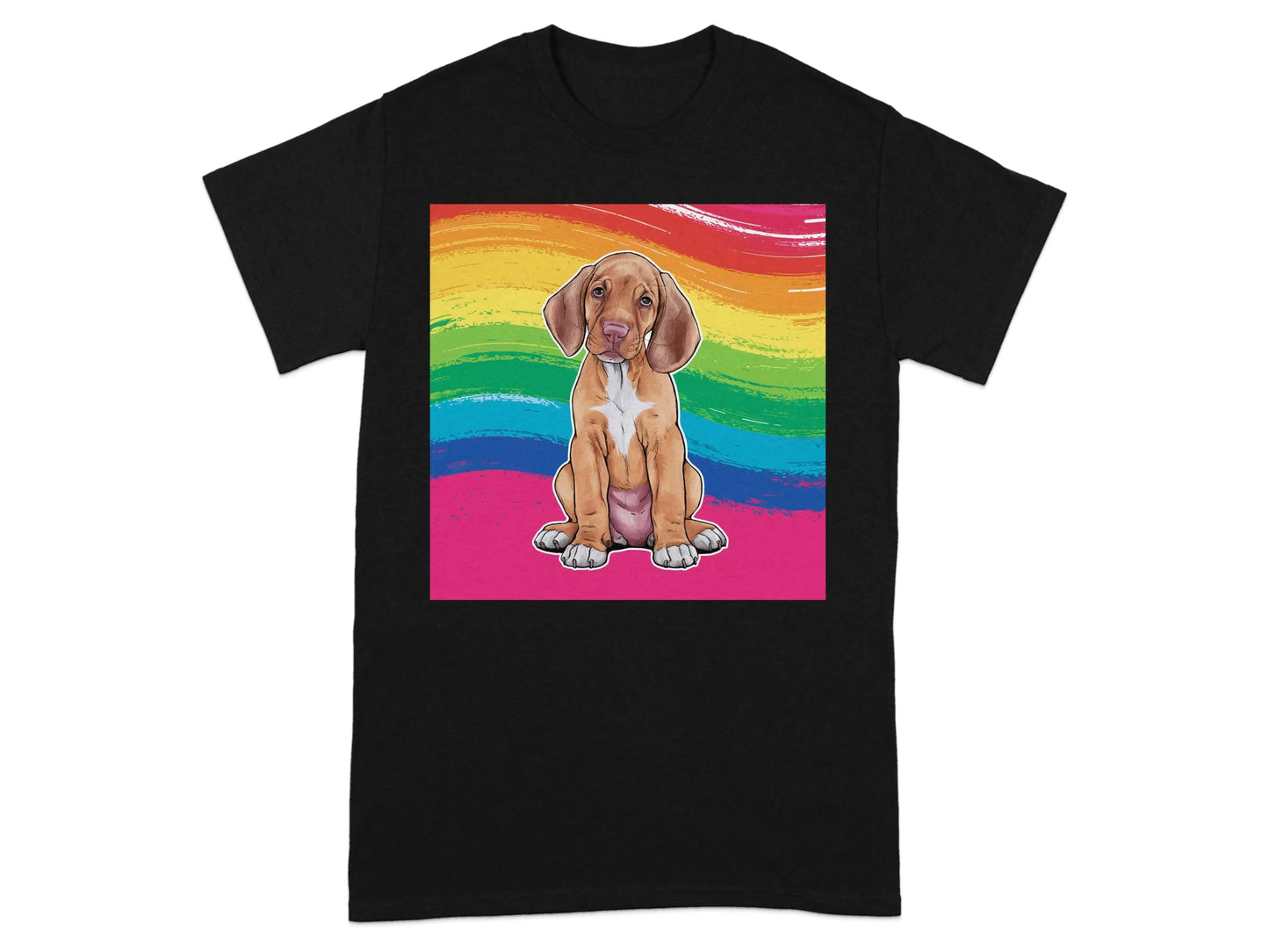 Colorful Rainbow Vizsla Puppy Design T-Shirts