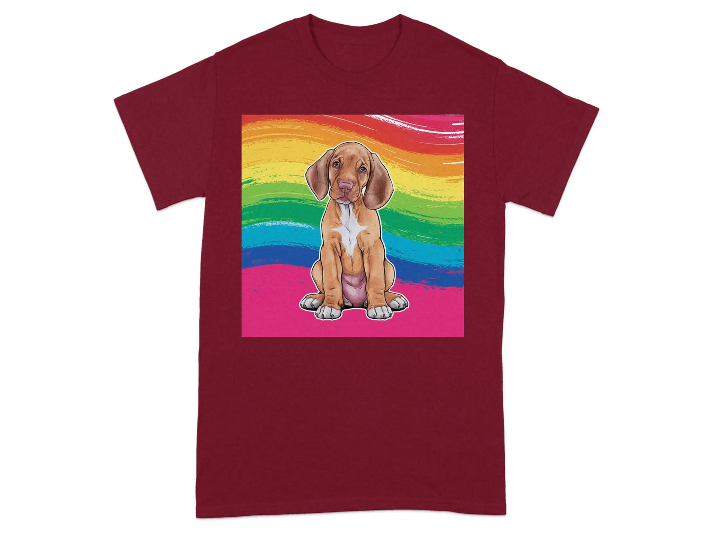 Colorful Rainbow Vizsla Puppy Design T-Shirts