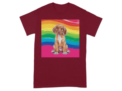 Colorful Rainbow Vizsla Puppy Design T-Shirts