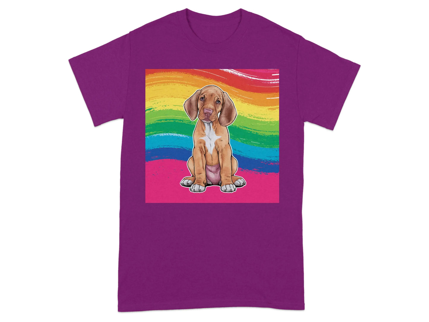 Colorful Rainbow Vizsla Puppy Design T-Shirts