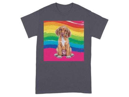 Colorful Rainbow Vizsla Puppy Design T-Shirts