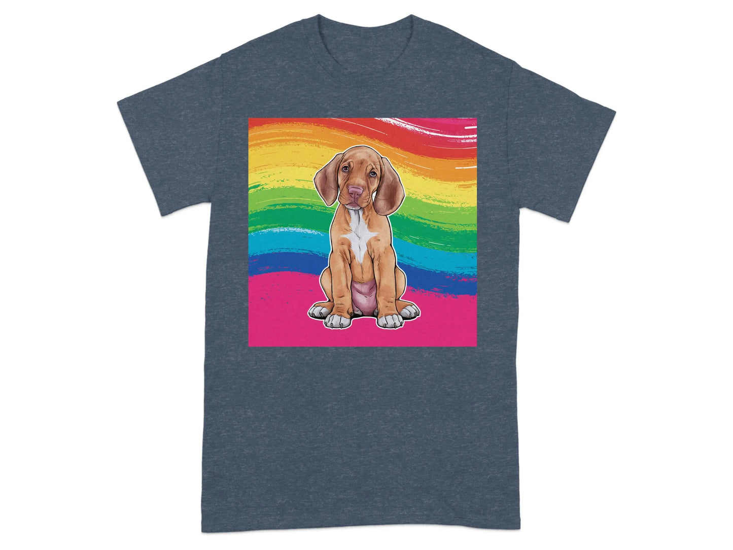 Colorful Rainbow Vizsla Puppy Design T-Shirts