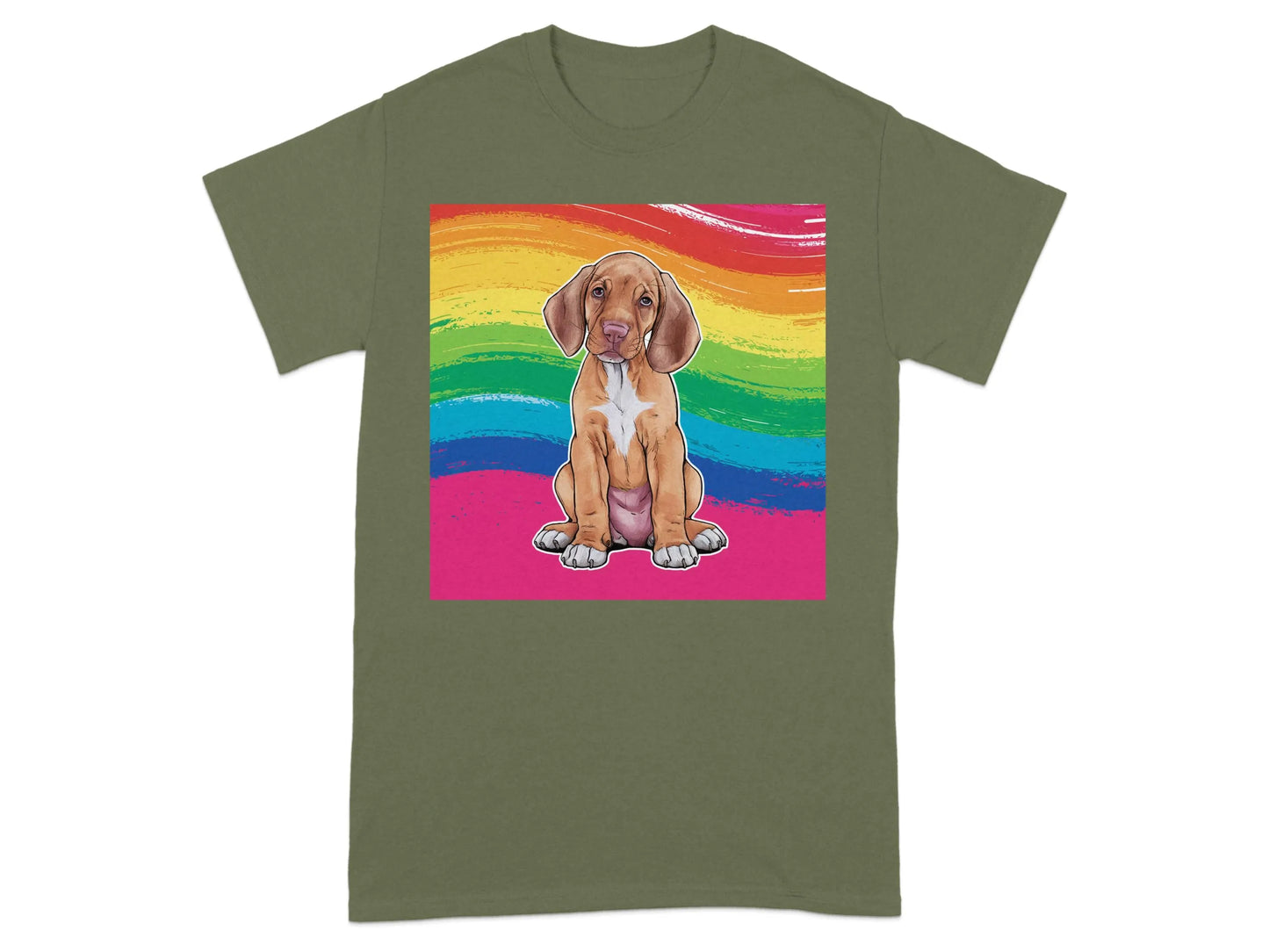Colorful Rainbow Vizsla Puppy Design T-Shirts