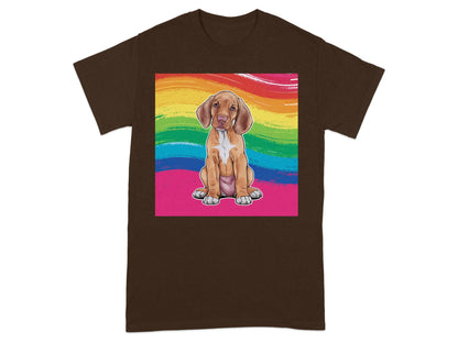 Colorful Rainbow Vizsla Puppy Design T-Shirts
