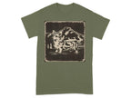 Corgi Dog Design Artwork Large Mountain Scene T-Shirts Military Green T-shirt
