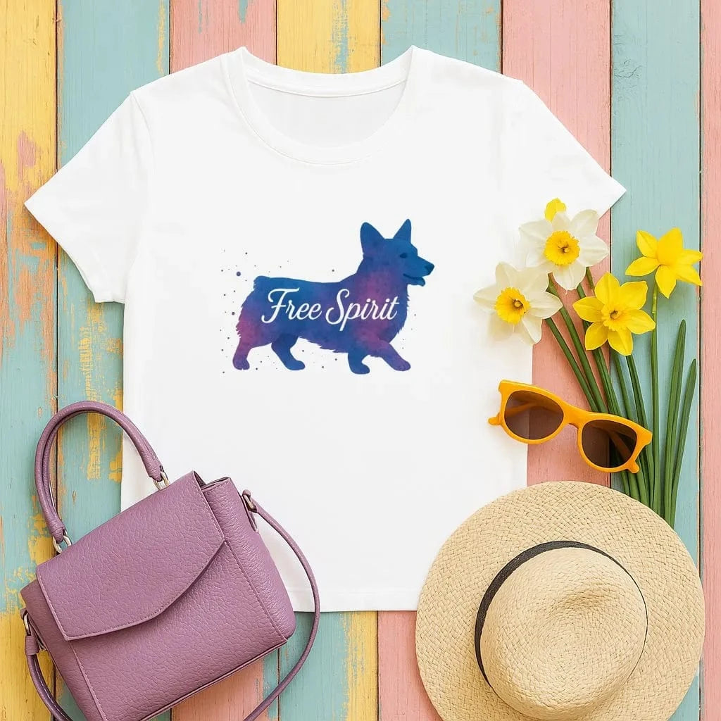 Corgi Free Spirit T-Shirts White T-shirt