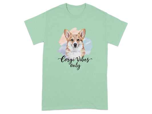 Corgi Vibes Only T-Shirts Mint Green T-shirt
