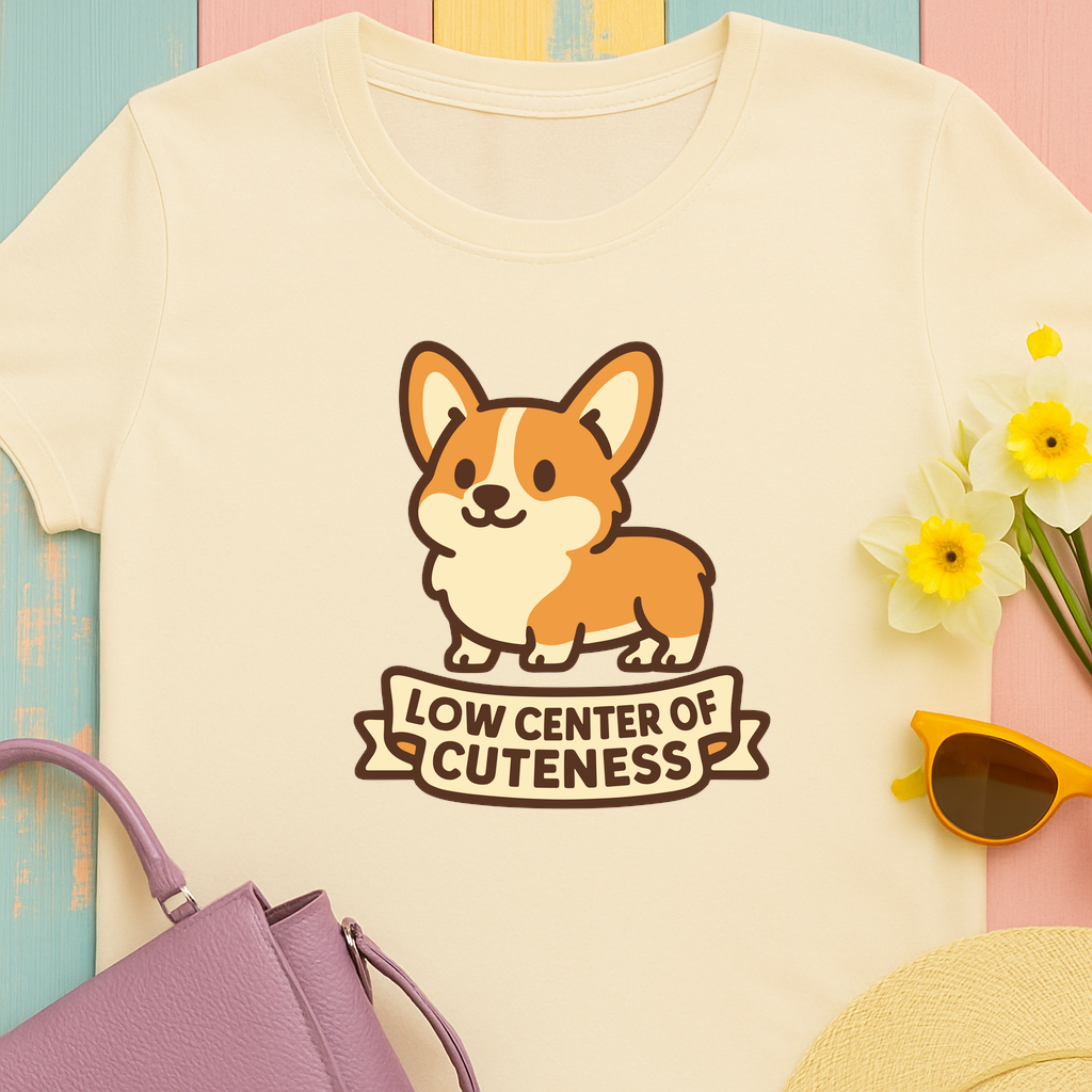 "Low Center of Cuteness" Corgi T-shirt
