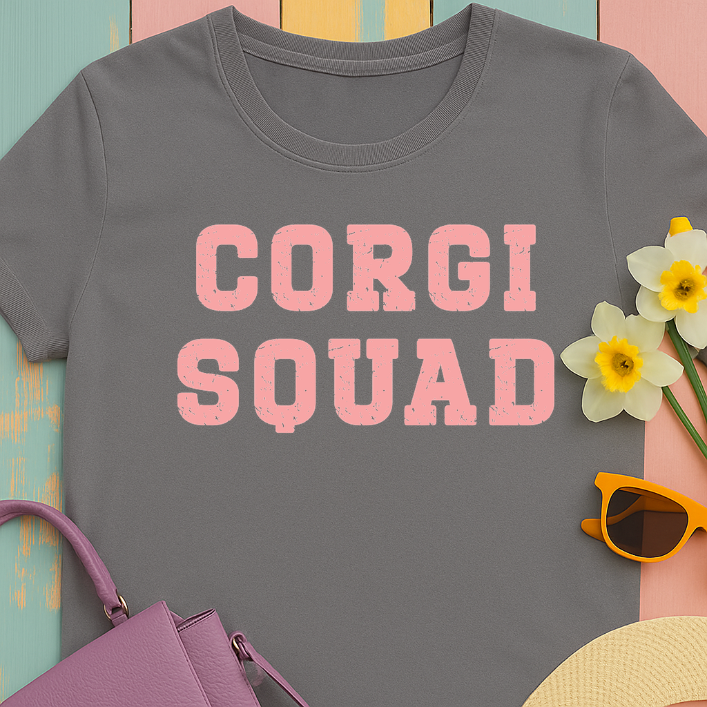 Weathered text image "Corgi Squad" T-shirt