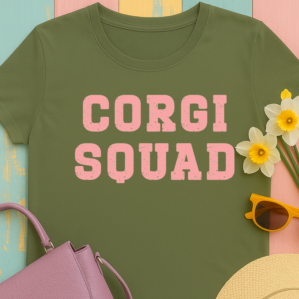 Weathered text image "Corgi Squad" T-shirt