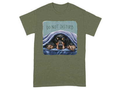 Cozy Gordon Setter Do Not Disturb T-Shirts Military Green T-shirt
