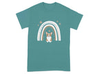 Cute Corgi Rainbow Design Comfort T-Shirts Antique Jade Dome T-shirt