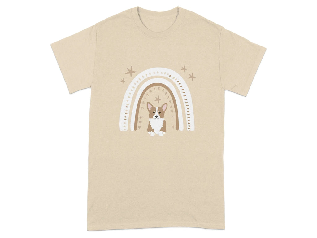 Cute Corgi Rainbow Design Comfort T-Shirts Sand T-shirt