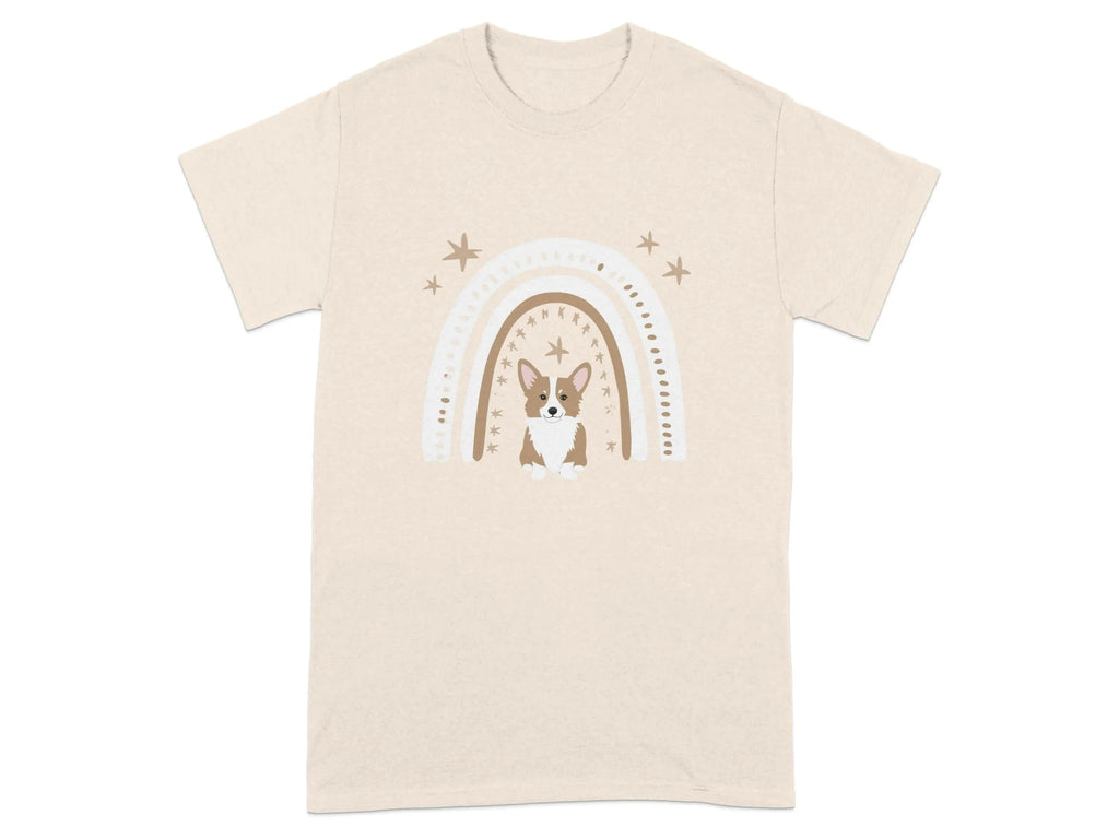 Cute Corgi Rainbow Design Comfort T-Shirts Natural T-shirt