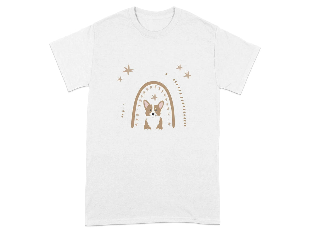 Cute Corgi Rainbow Design Comfort T-Shirts White T-shirt