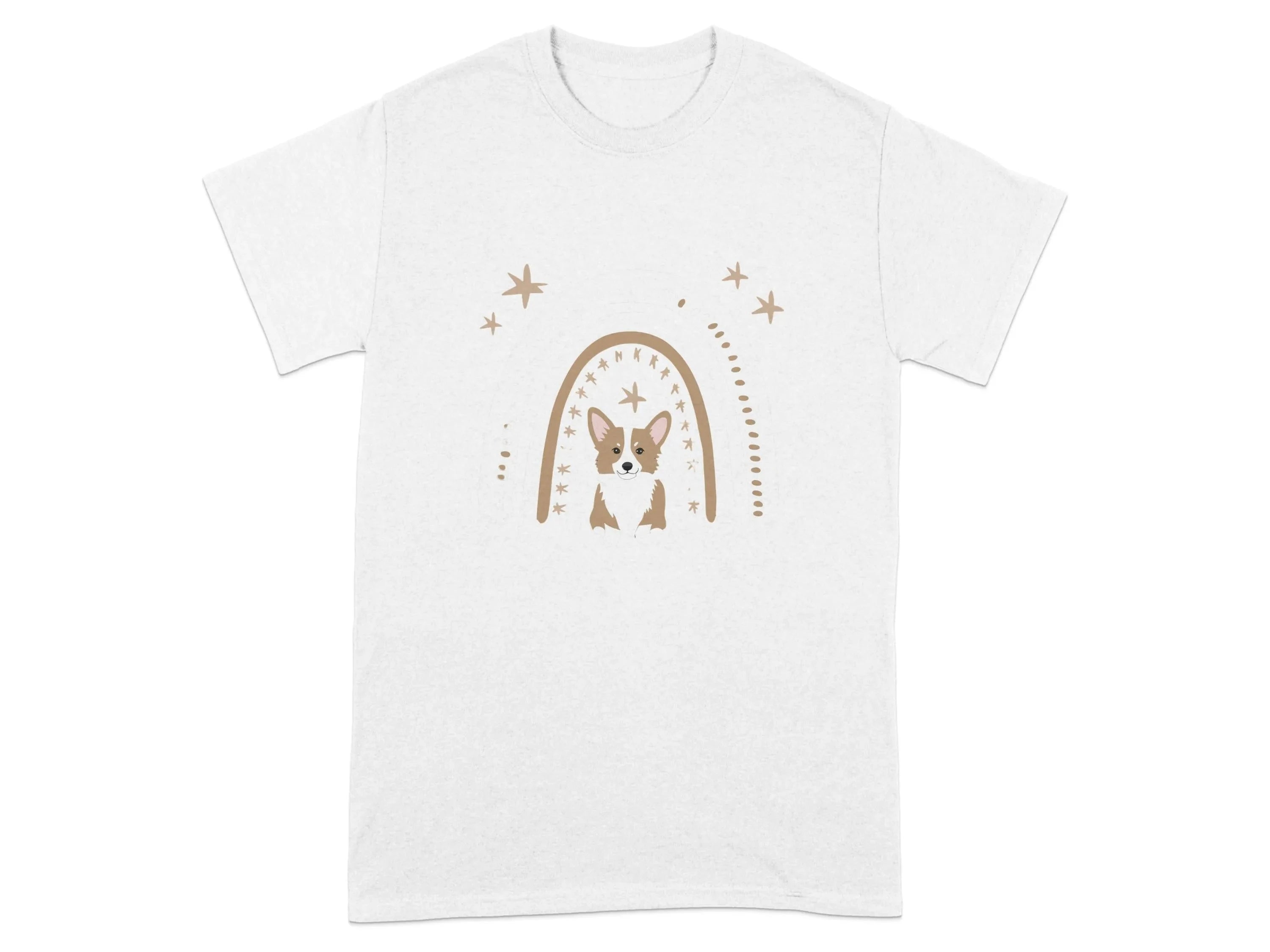 Cute Corgi Rainbow Design Comfort T-Shirts White T-shirt
