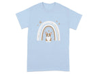 Cute Corgi Rainbow Design Comfort T-Shirts Light Blue T-shirt