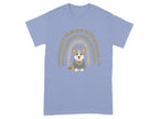 Cute Corgi with Rainbow Stars Print T-Shirts Violet T-shirt