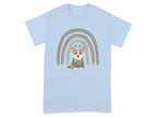 Cute Corgi with Rainbow Stars Print T-Shirts Light Blue T-shirt