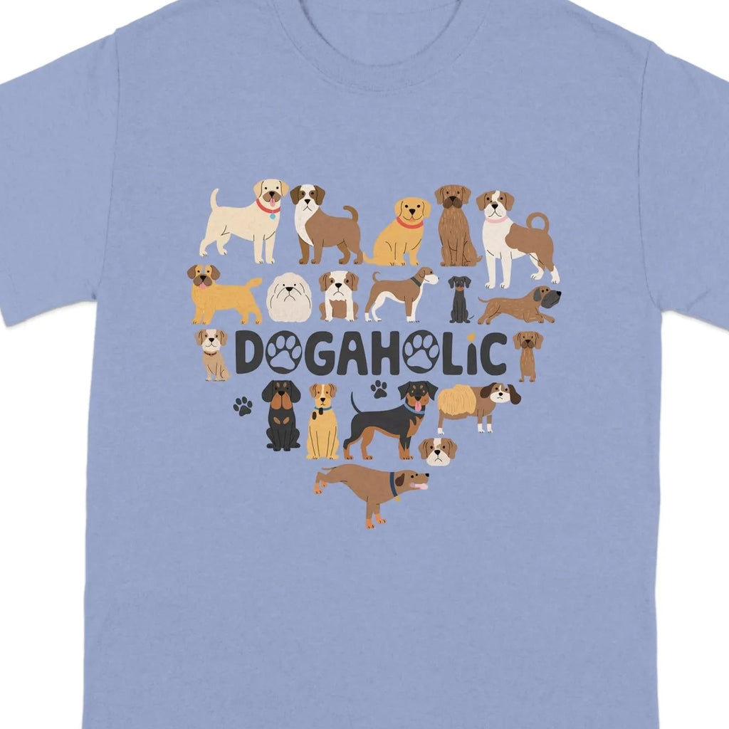 Cute Dog Designs Dogaholic Heart Shape T-Shirts Violet T-shirt