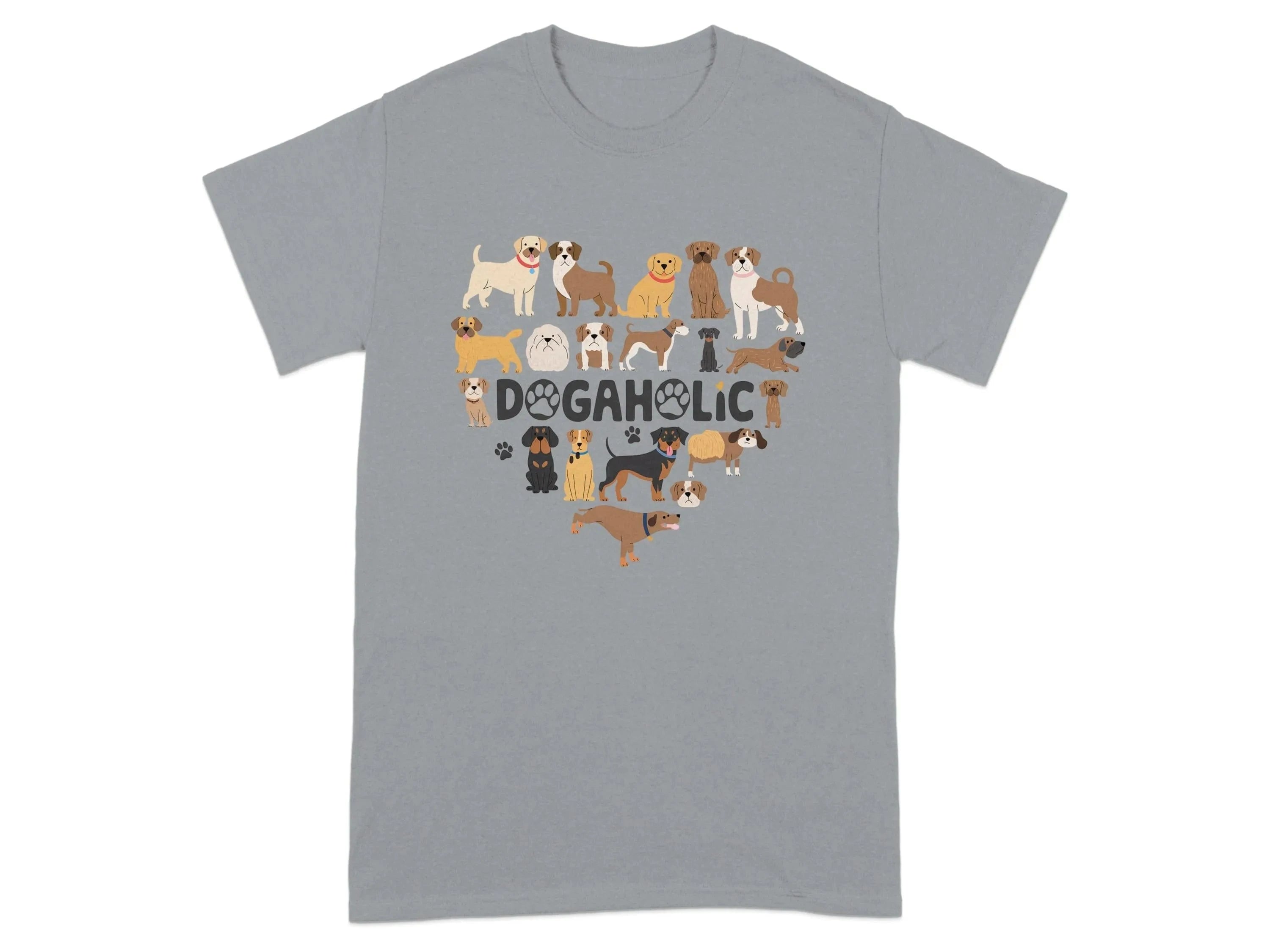Cute Dog Designs Dogaholic Heart Shape T-Shirts Gravel T-shirt