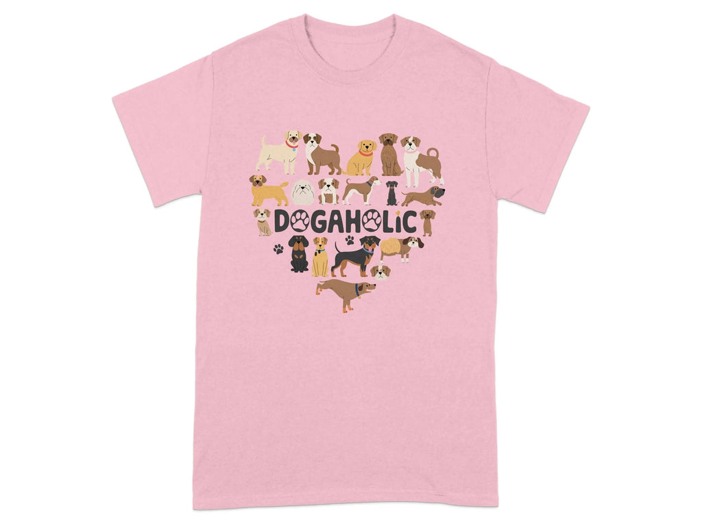 Cute Dog Designs Dogaholic Heart Shape T-Shirts Light Pink T-shirt