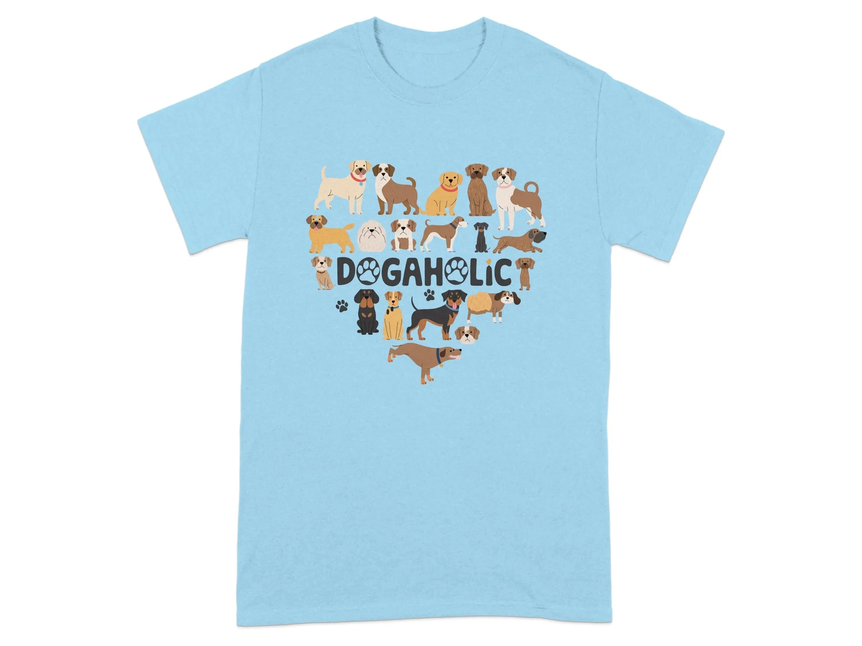 Cute Dog Designs Dogaholic Heart Shape T-Shirts Sky T-shirt