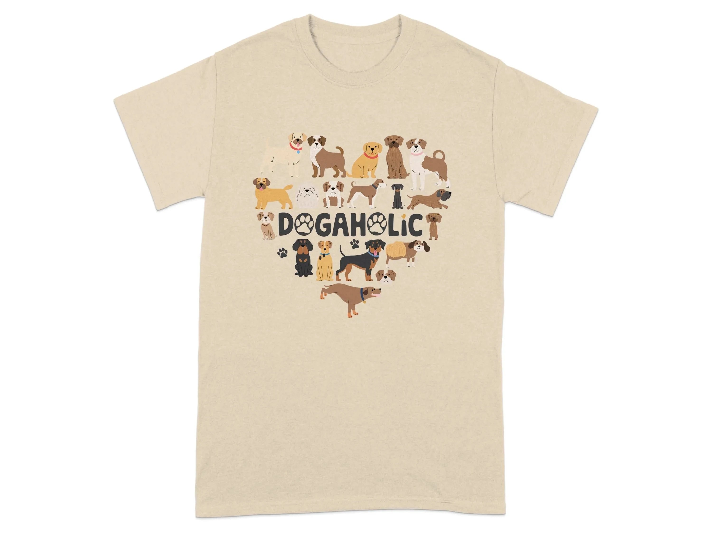 Cute Dog Designs Dogaholic Heart Shape T-Shirts Sand T-shirt