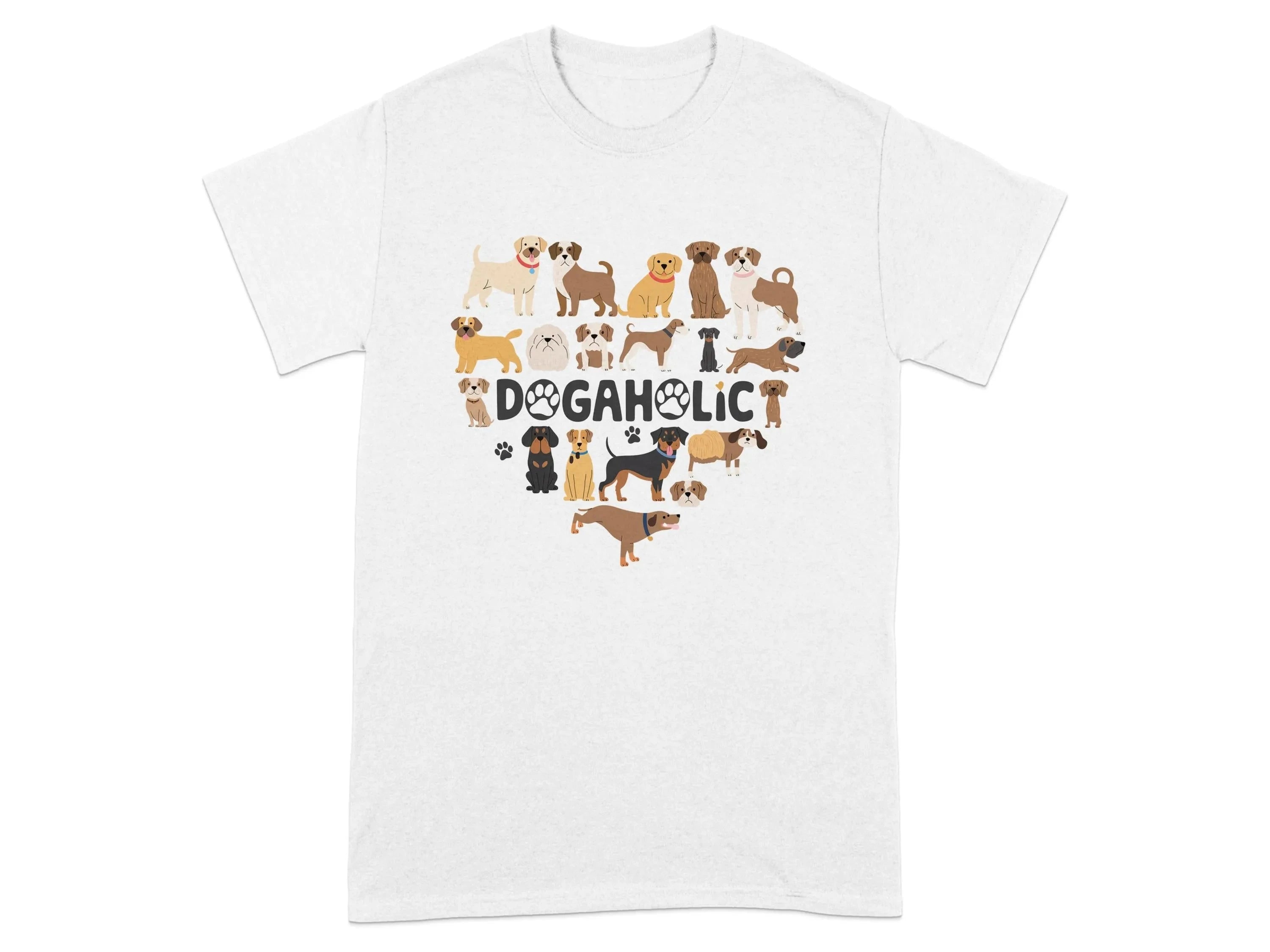 Cute Dog Designs Dogaholic Heart Shape T-Shirts White T-shirt