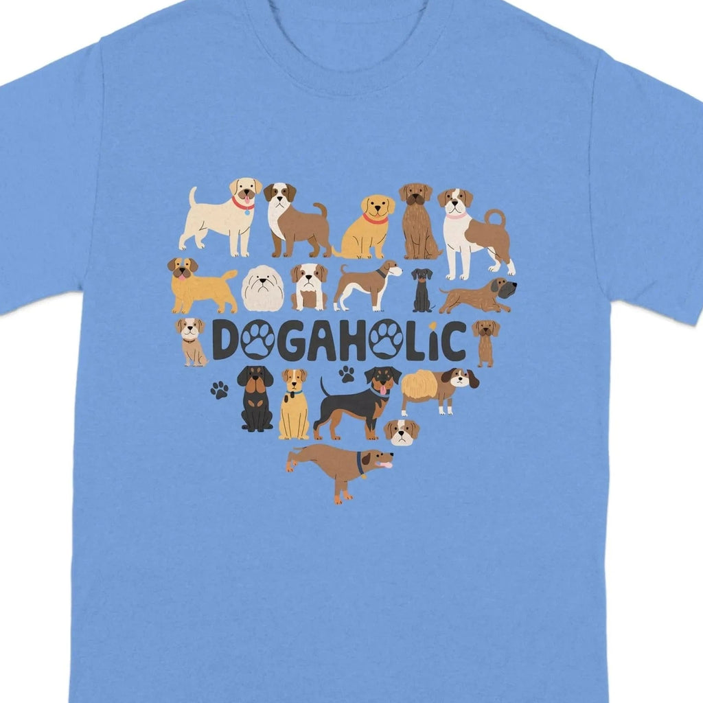 Cute Dog Designs Dogaholic Heart Shape T-Shirts Carolina Blue T-shirt