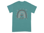Cute Dog Under Rainbow with Stars T-Shirts Antique Jade Dome T-shirt