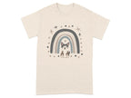 Cute Dog Under Rainbow with Stars T-Shirts Natural T-shirt