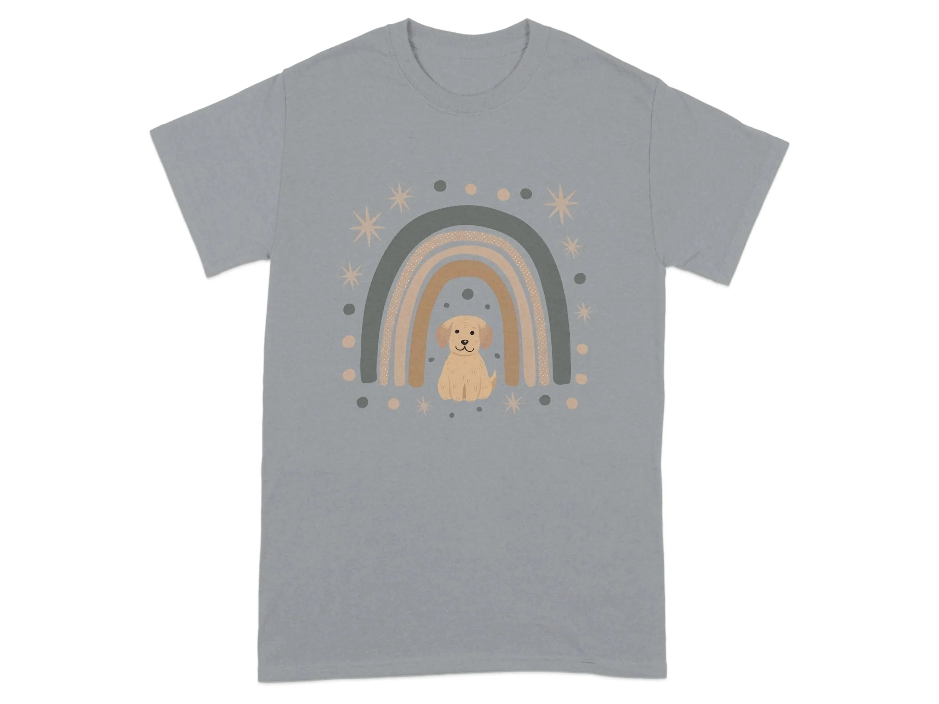 Cute Puppy Rainbow Design Aesthetic T-Shirts Gravel T-shirt
