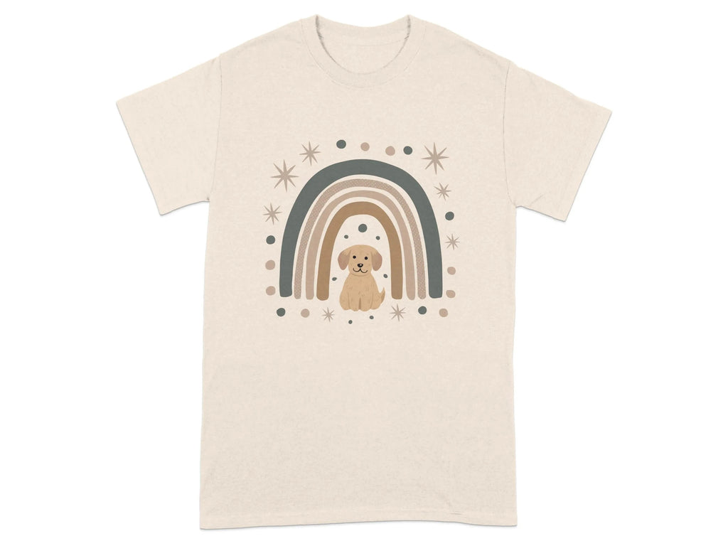 Cute Puppy Rainbow Design Aesthetic T-Shirts Natural T-shirt
