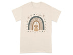 Cute Puppy Rainbow Design Aesthetic T-Shirts Natural T-shirt