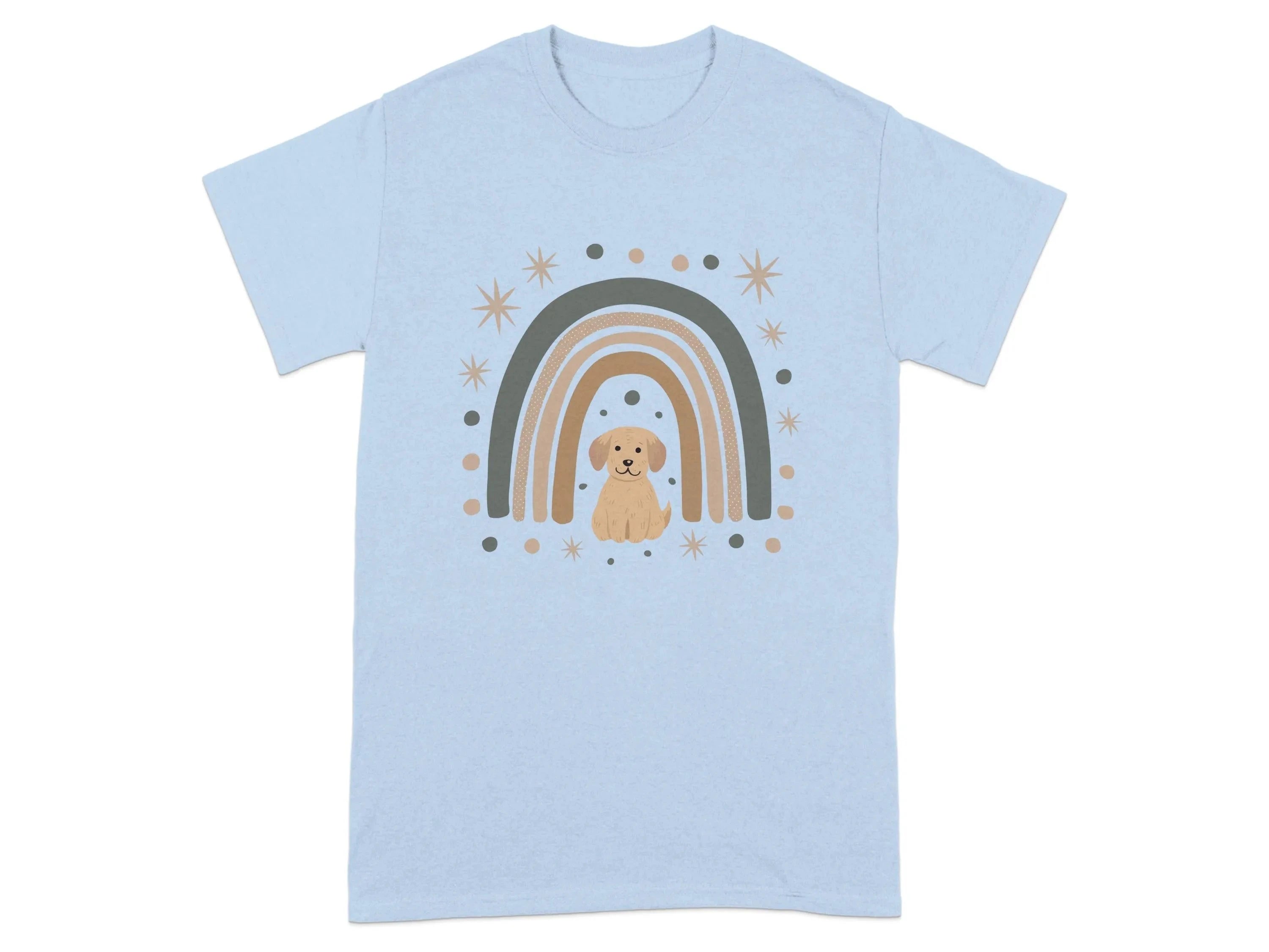 Cute Puppy Rainbow Design Aesthetic T-Shirts Light Blue T-shirt