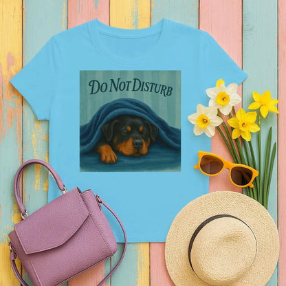 Cute Sleeping Rottweiler Dog Do Not Disturb Message T-Shirts Heather Sapphire T-shirt